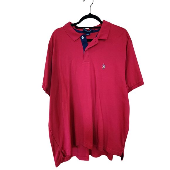 U.S. Polo Assn. Mens Luxury Feel Red Polo Shirt 3XL Cotton Classic Fit Short Sle - Picture 1 of 3